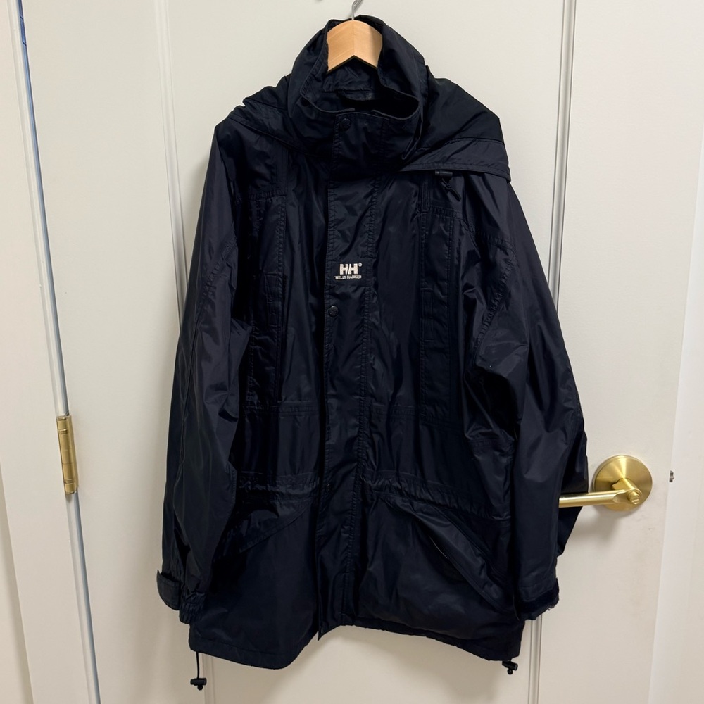 Helly Hansen Helly Tech Windbreaker Rain Jacket Sz Medium Black Waterproof Hood